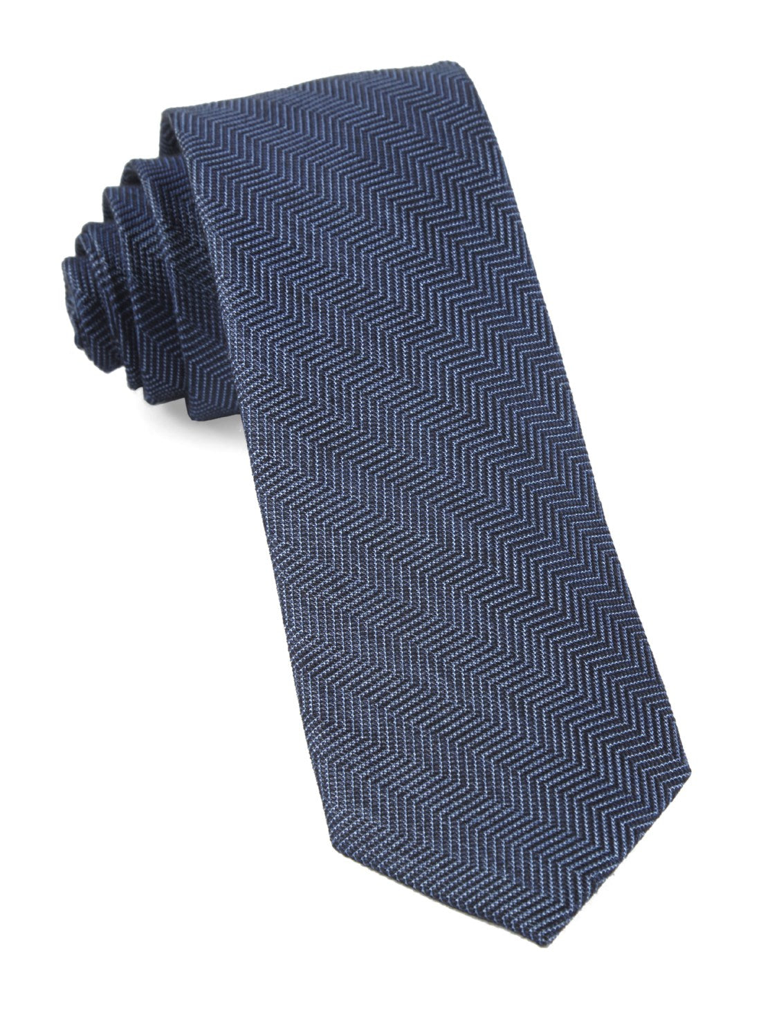 Verge Herringbone Navy Tie | Wool Ties | Tie Bar