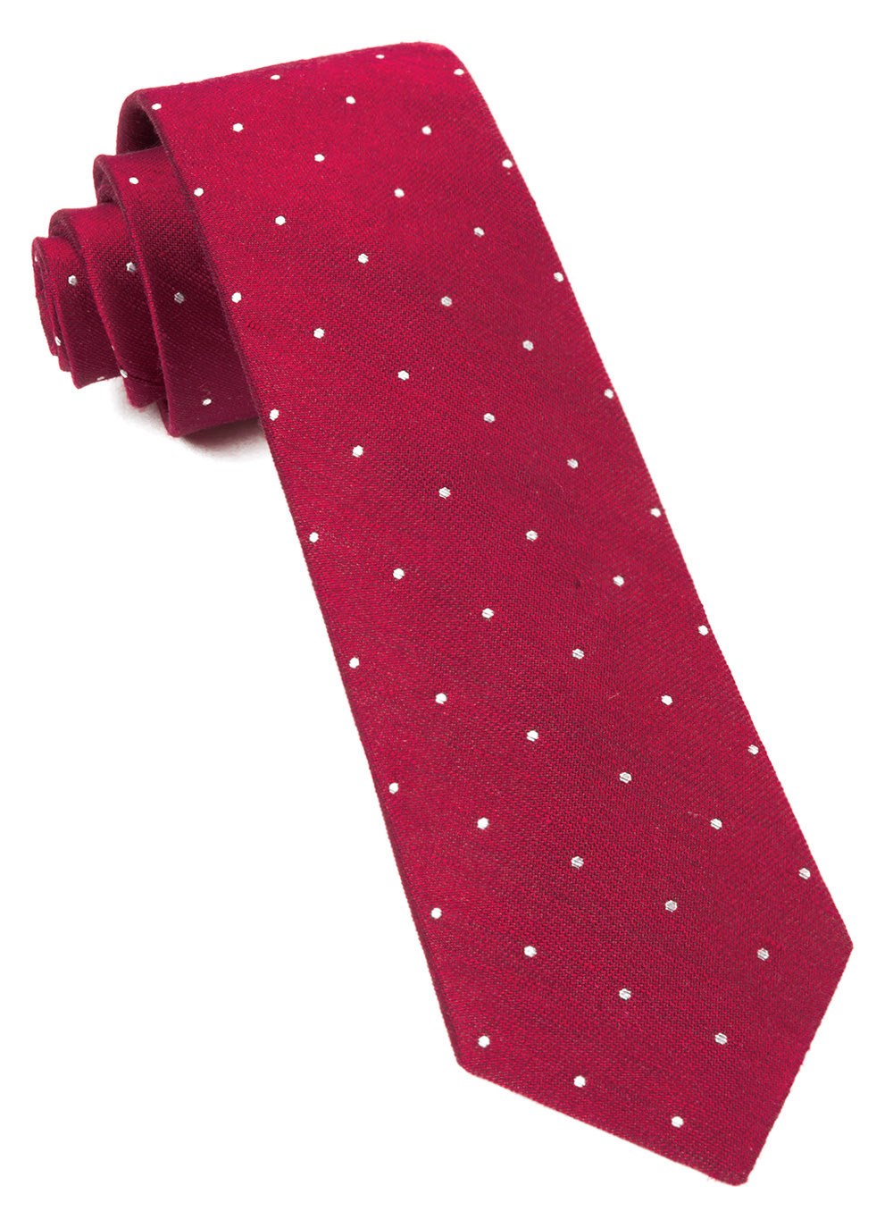 The Tie Bar Men's Bulletin Dot Tie - Skinny - in Red, Linen