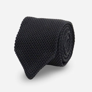 Pointed Tip Knit Black Tie featured image
