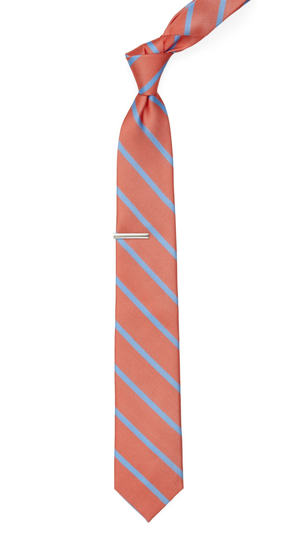 Trad Stripe Coral Tie | Silk Ties | Tie Bar