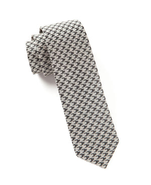 White Wash Houndstooth Light Grey Tie