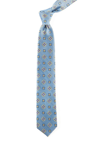 Excalibur Medallion Slate Blue Tie | Silk Ties | Tie Bar