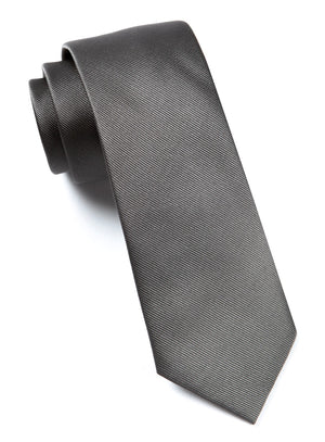 Grosgrain Solid Titanium Tie