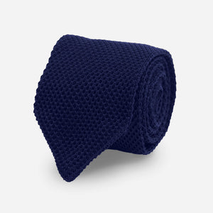Pointed Tip Knit Navy Tie featured image