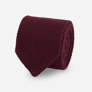 Pointed Tip Knit Burgundy Tie