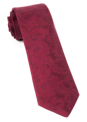 Twill Paisley Burgundy Tie