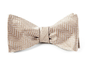 Native Herringbone Light Champagne Bow Tie