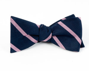 Trad Stripe Navy Bow Tie