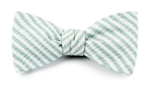 Silk Seersucker Stripe Spring Mint Bow Tie featured image