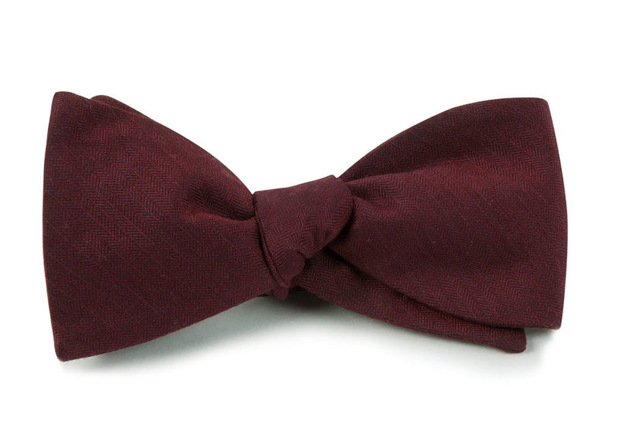 Astute Solid Burgundy Bow Tie | Wool Bow Ties | Tie Bar