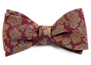 Intellect Floral Burgundy Bow Tie