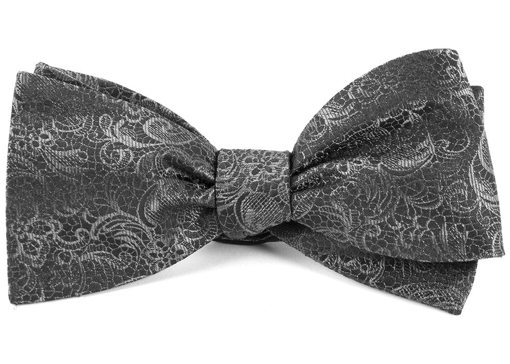 Ceremony Paisley Charcoal Bow Tie | Silk Bow Ties | Tie Bar