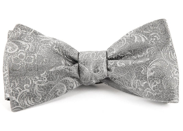 Ceremony Paisley Silver Bow Tie | Silk Bow Ties | Tie Bar