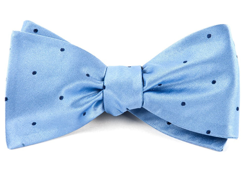 Satin Dot Light Blue Bow Tie | Silk Bow Ties | Tie Bar