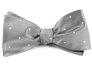 Satin Dot Silver Bow Tie