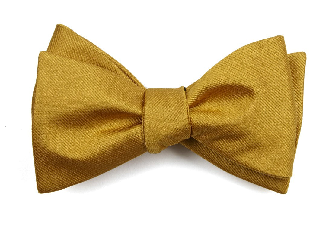The Tie Bar Men's Grosgrain Solid Bow Tie - Pre-Tied - Regular - in Gold, Silk