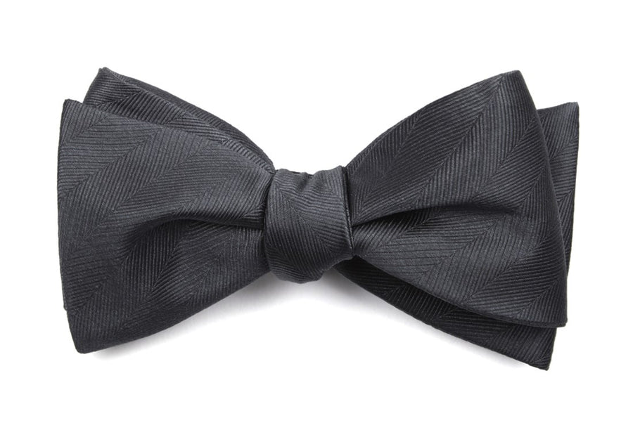 Herringbone Vow Charcoal Bow Tie | Silk Bow Ties | Tie Bar