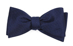 Sound Wave Herringbone Navy Bow Tie