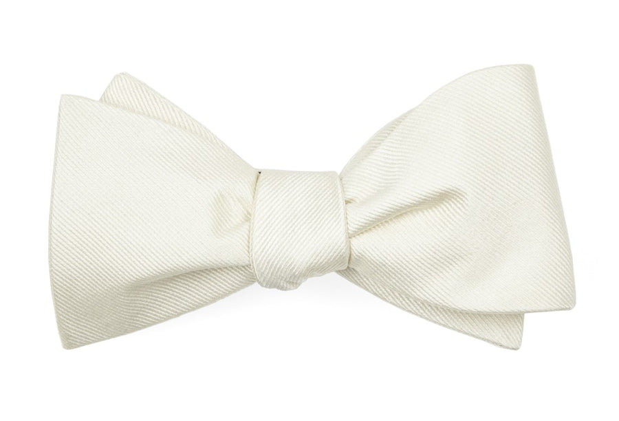 Grosgrain Solid Ivory Bow Tie | Silk Bow Ties | Tie Bar