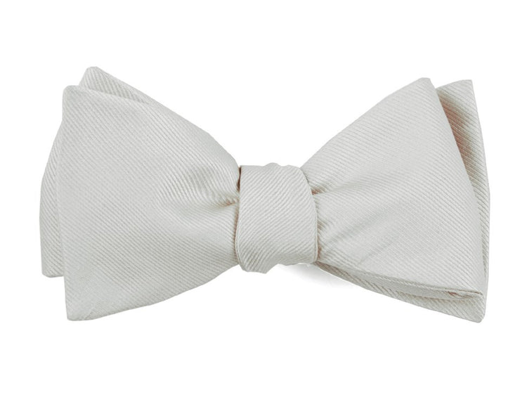 Grosgrain Solid White Bow Tie | Silk Bow Ties | Tie Bar