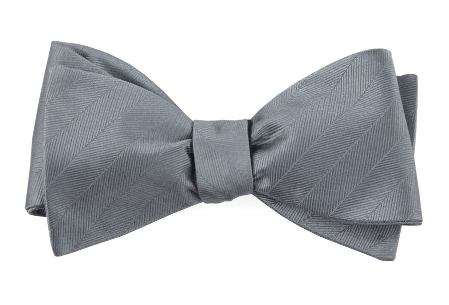 Herringbone Vow Grey Bow Tie | Silk Bow Ties | Tie Bar