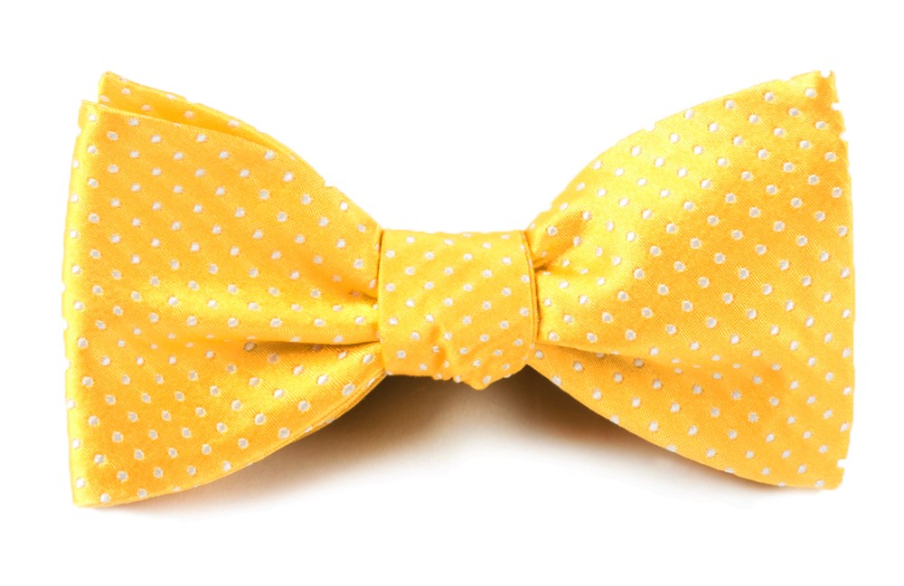 Pindot Yellow Gold Bow Tie | Silk Bow Ties | Tie Bar