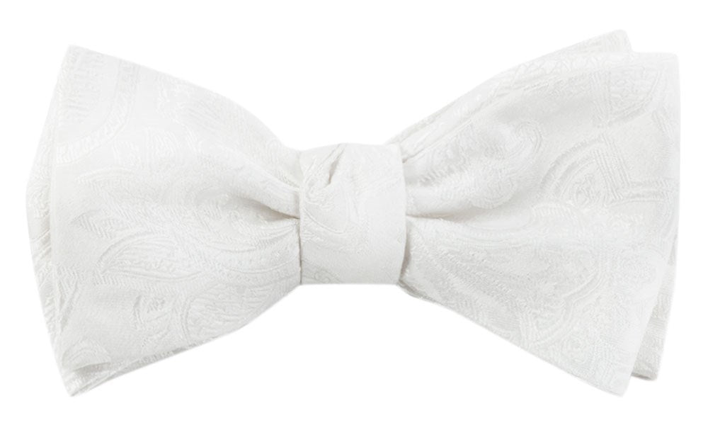 Organic Paisley White Bow Tie | Silk Bow Ties | Tie Bar