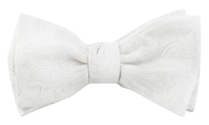 Organic Paisley White Bow Tie