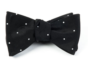 Satin Dot Black Bow Tie