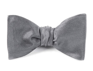 Solid Satin Silver Bow Tie