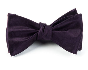 Solid Satin Eggplant Bow Tie