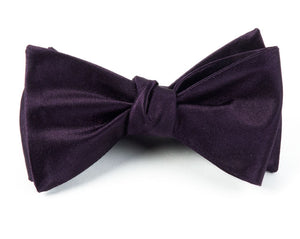 Solid Satin Eggplant Bow Tie alternated image 2