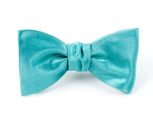 Solid Satin Aqua Bow Tie featured image