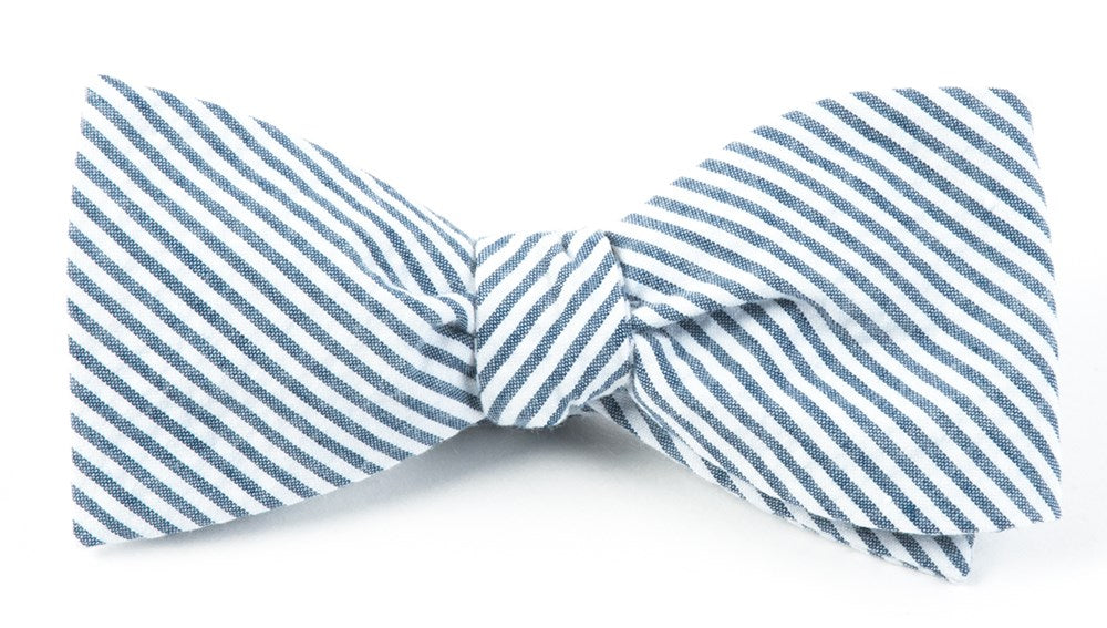 Seersucker Midnight Navy Bow Tie | Cotton Bow Ties | Tie Bar