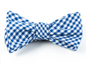 Novel Gingham Royal Blue Bow Tie