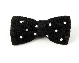 Knit Polkas Black Bow Tie