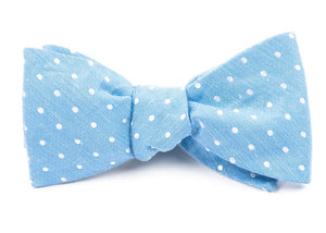 Dotted Dots Light Blue Bow Tie | Linen Bow Ties | Tie Bar