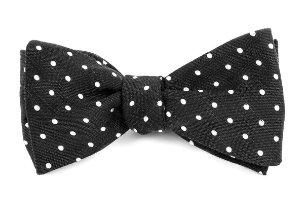 Dotted Dots Black Bow Tie | Linen Bow Ties | Tie Bar