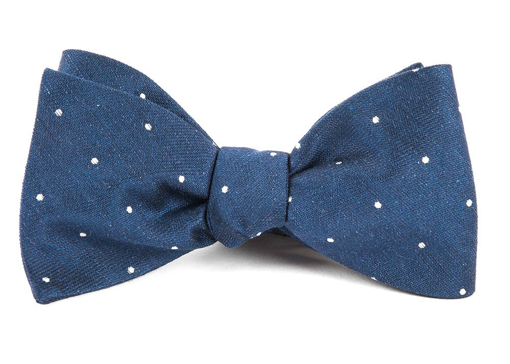 Bulletin Dot Navy Bow Tie | Linen Bow Ties | Tie Bar