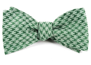 White Wash Houndstooth Moss Green Bow Tie featured image