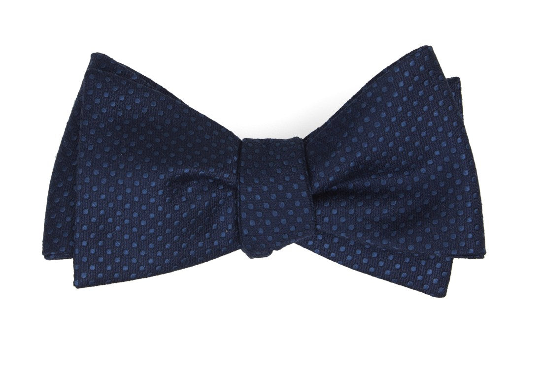 Dotted Spin Navy Bow Tie | Linen Bow Ties | Tie Bar