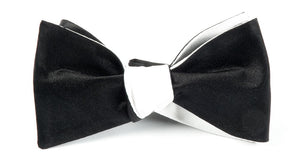 Solid Satin Black On White Bow Tie featured image