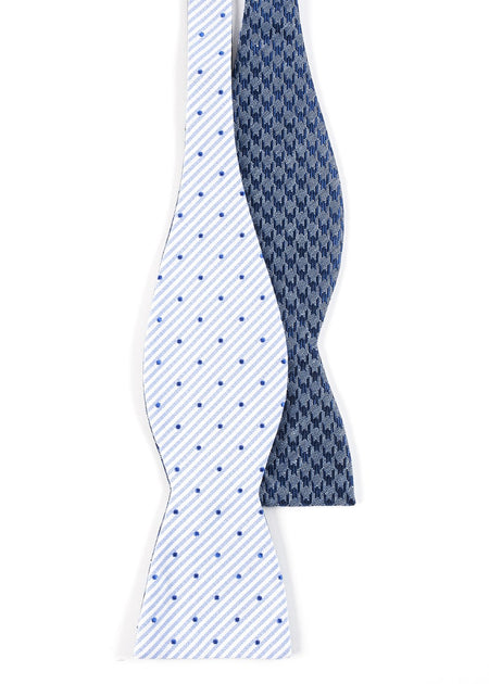 Aisle Houndstooth Blue Bow Tie | Silk Bow Ties | Tie Bar