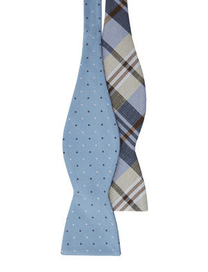 Suited Polka Plaid Steel Blue Bow Tie alternated image 1