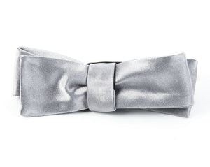 Solid Satin Silver Bow Tie alternated image 2
