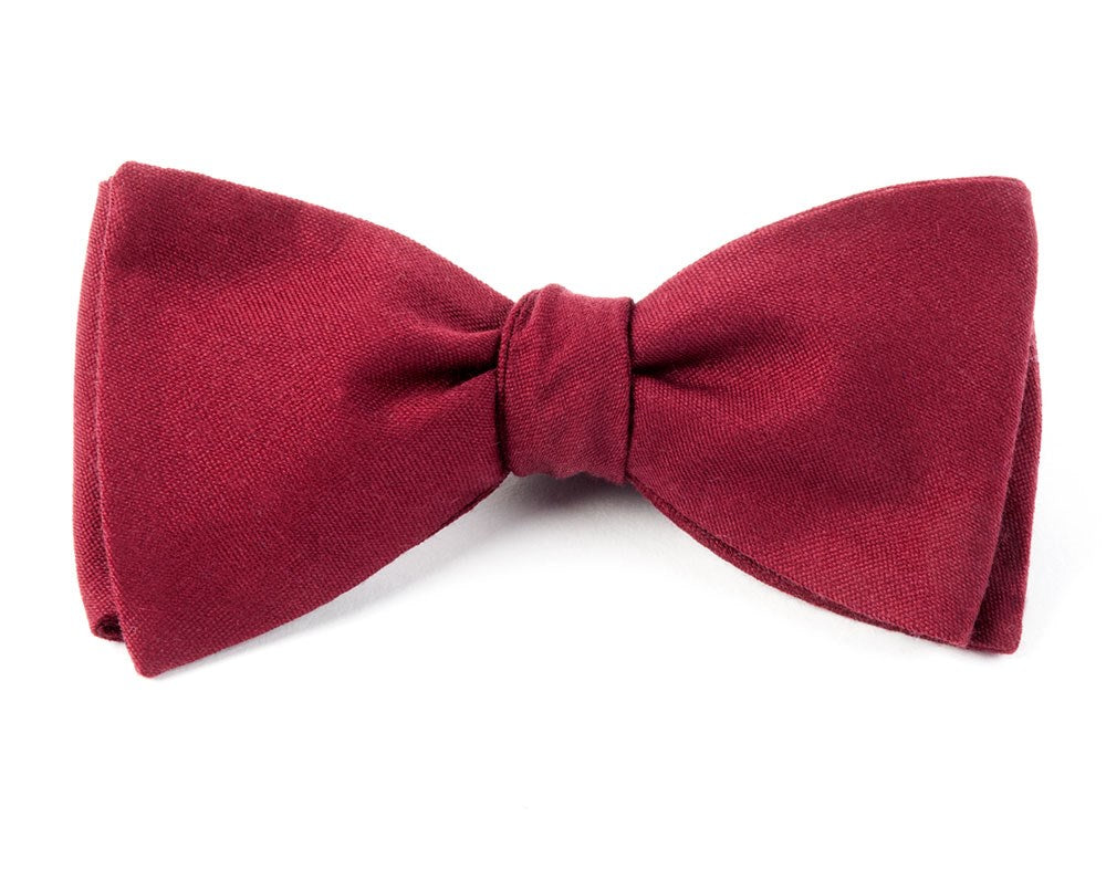 Solid Wool Burgundy Bow Tie | Wool Bow Ties | Tie Bar