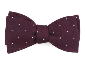 Dotted Report Wine Bow Tie