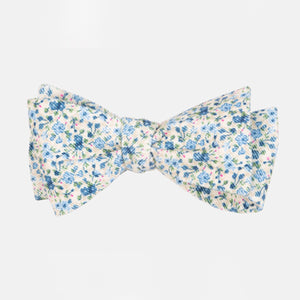 Corduroy Freesia Floral Light Champagne Bow Tie