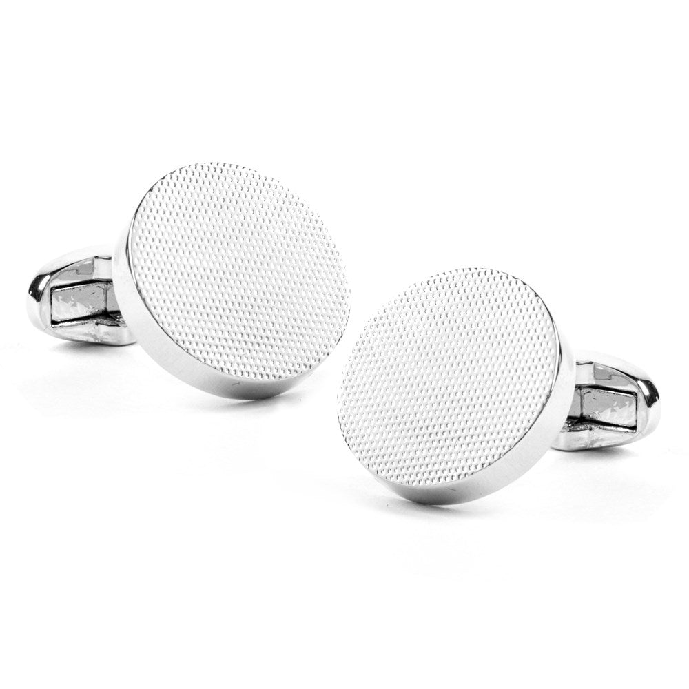 Textured Dial Silver Cufflinks | Metal Cufflinks | Tie Bar