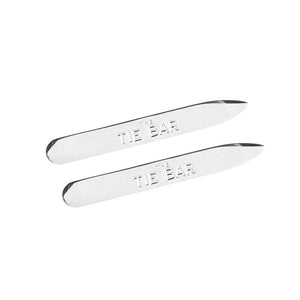 Pair Of Collar Stays Silver Metal Collar Stays